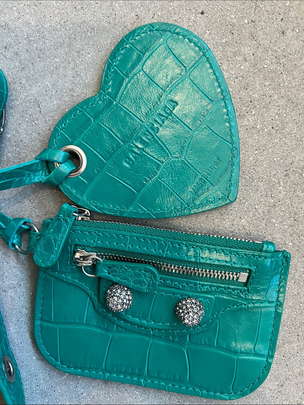 Balenciaga Calfskin Crystal Crocodile Embossed Le Cagole Shoulder Bag XS Jade - Picture 2 of 12